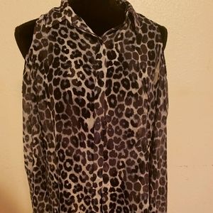 Express Animal Print cold shoulder blouse Medium